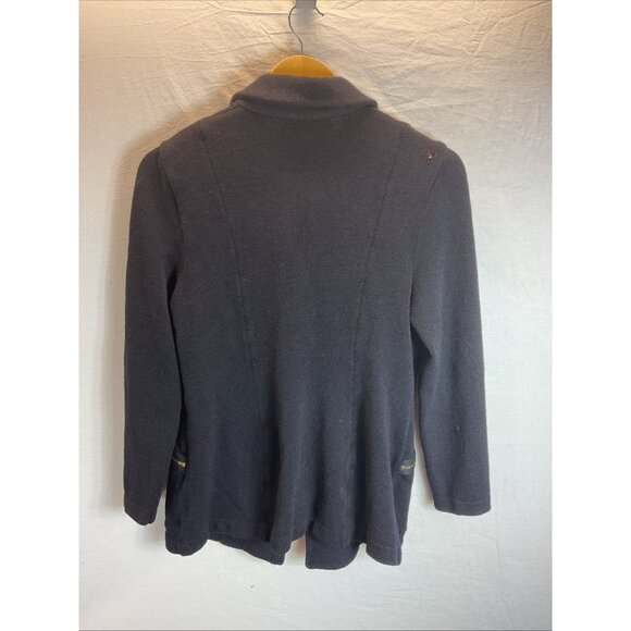 ST JOHN Collection Dark Navy‎ Santana Knit Zip Up Sweater Jacket Size 6 Cardigan - Picture 2 of 9